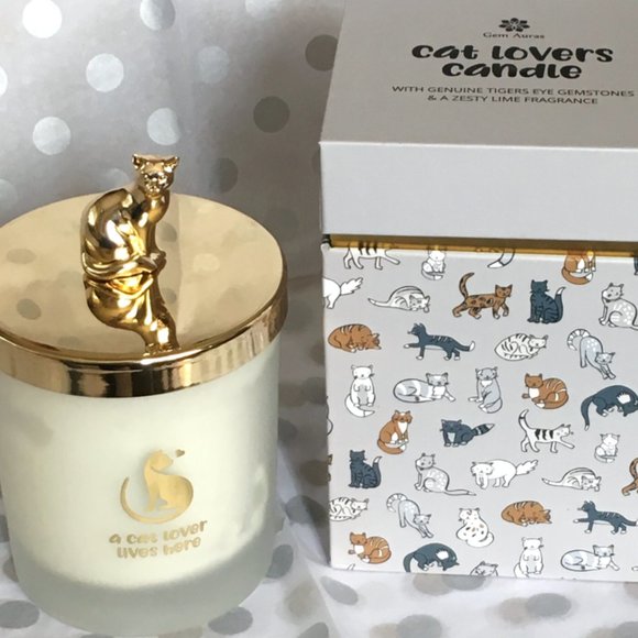 Collectible Cat Lover Gem Candle with Tiger's Eye Gemstone Limited Edition - Picture 16 of 16